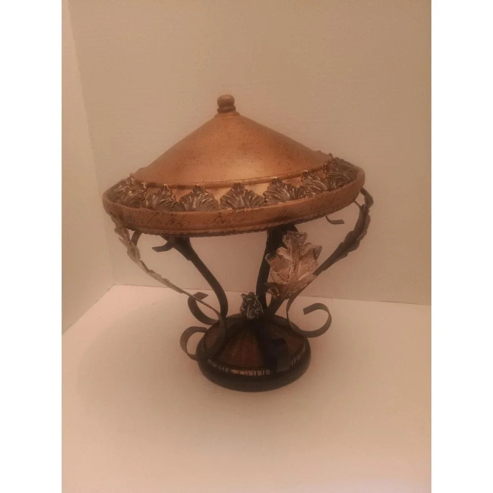 Vintage Decorative Centerpiece Bowl- Gold Metal Leaf Pattern